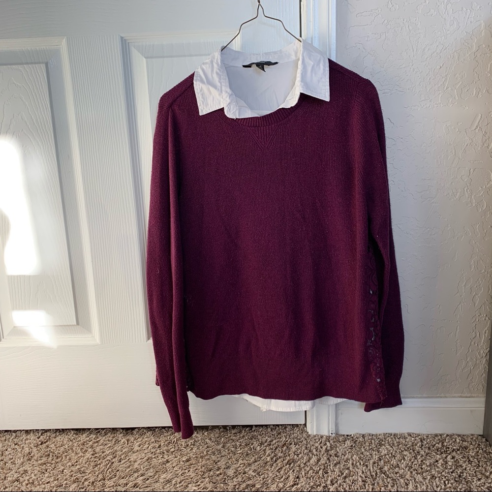Simply Vera (Vera Wang) Burgundy Layered Sweater - Picture 2 of 4